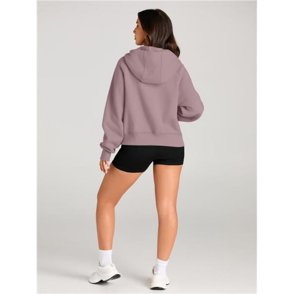 Quarter Zip Up Fleece Jackets for Women, Dark Pink - Picture 3 of 6